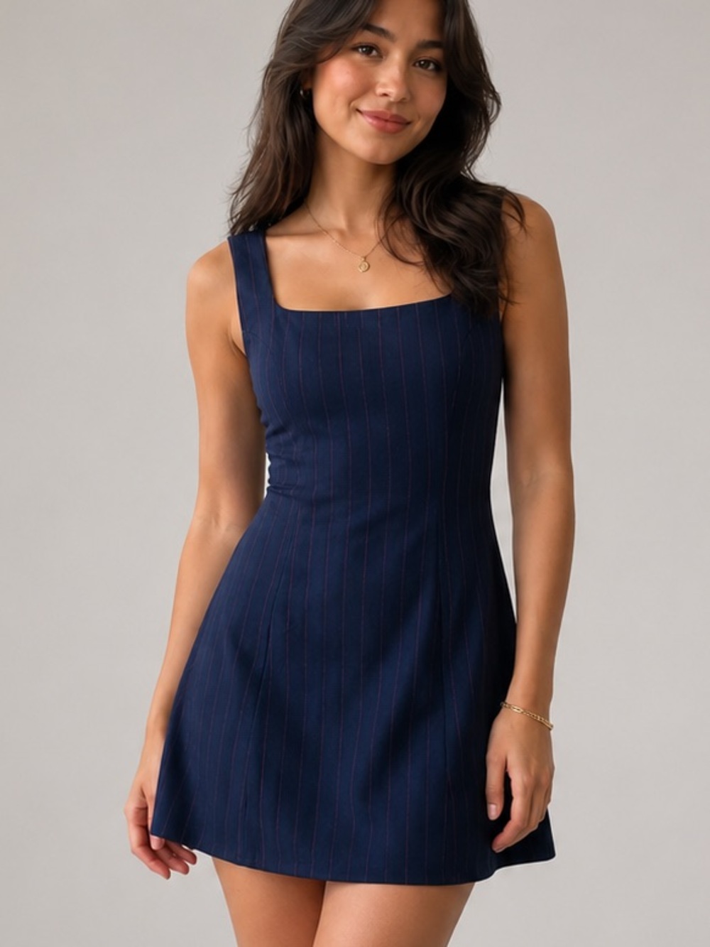 NWT French Connection Square Neck‎ Wool Blend Navy Mini Dress